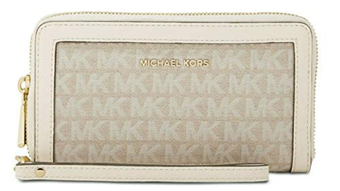 MICHAEL Michael Kors Jacquard Signature Double-Zip Wristlet (Natural/Cream)