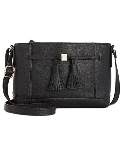 Giani Bernini Women's Pebble Leather Tassel Crossbody Bag Black