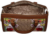 Calvin Klein Janae Signature Organizational Satchel, Textured Khaki/Brown/Luggage Floral