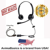 Wired Cell Phone Headset by AvimaBasics | with Noise Canceling Mic and Adjustable Fit Headband for iPhone Samsung Huawei HTC LG ZTE BlackBerry Mobile Phone and Smartphones with 3.5mm Jack