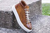 AVIMA Jackson Mens Luxury Fashion Sneaker - Handcrafted in Italy - for Xmas Gifts, Gift for Friends, Birthday Gifts - Medium Width - Cuoio