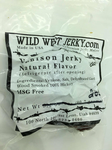 Premium Delicious 100% Natural Venison Deer Natural 2 OZ. Wild West Jerky