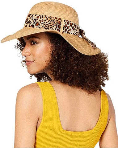 I.N.C. International Concepts Women's Leopard Printed Scarf Adjustable Band Floppy Hat