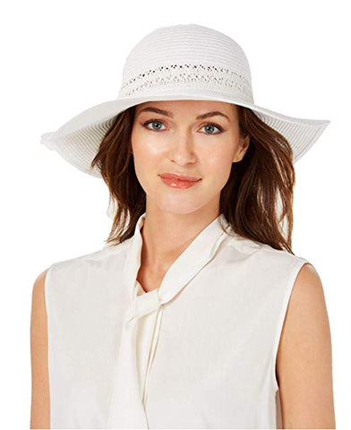 I.N.C. International Concepts Women's Lace-Insert Floppy Hat, White