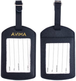 AVIMA Premium Luxury Handcrafted Saffiano Leather Travel Suitcase Luggage Bag Tags 2pcs Set