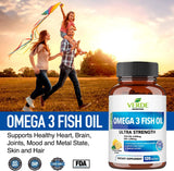 Omega 3 Fish Oil Soft Gels Dietary Supplement – Ultra Strength 3,600mg High EPA and DHA Capsules – Enhance Memory and Brain Functions – Healthy Joints – Strong Immune System - Lemon Flavor