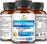 Omega 3 Fish Oil Soft Gels Dietary Supplement – Ultra Strength 3,600mg High EPA and DHA Capsules – Enhance Memory and Brain Functions – Healthy Joints – Strong Immune System - Lemon Flavor