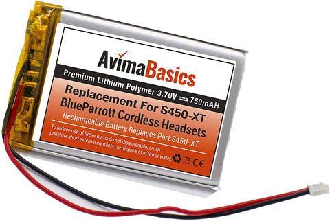 S450-XT Battery by AvimaBasics | Premium Replacement Rechargeable Spare Part Battery Compatible with Blue Parrott S450-XT S450 XT Wireless Bluetooth Headsets