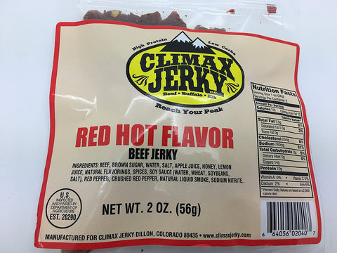 Climax Premium Cut Red Hot 2 OZ. Beef Jerky - High Protein