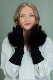 Long Black Cashmere Gloves with Fox Fur Decoration
