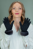 Gray Wool Gloves with Mink Fur Wrist Cuffs