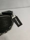 Steve Madden Women's Black Convertible Zip Closure Woven Straw Belt Bag MSRP $68