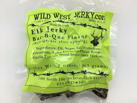 Premium 100% Natural Bold Flavor Elk BBQ Jerky 2 OZ. Wild West Jerky