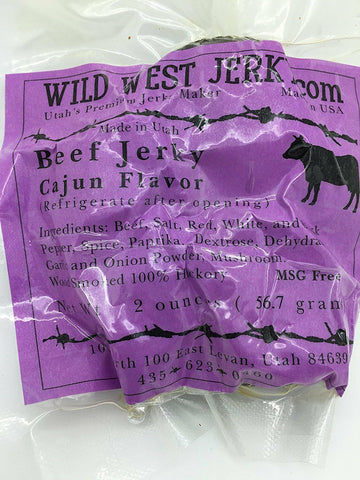 Premium Delicious 100% Natural Beef Cajun 2 OZ. Wild West Jerky