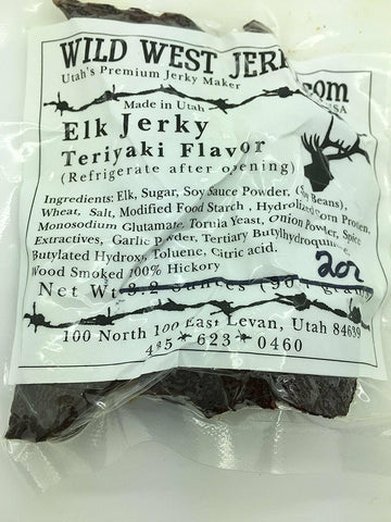 Premium Delicious 100% Natural Elk Teriyaki 2 OZ. Wild West Jerky
