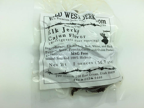 Premium 100% Natural Elk Jerky Cajun Flavor 2 OZ Wild West Jerky