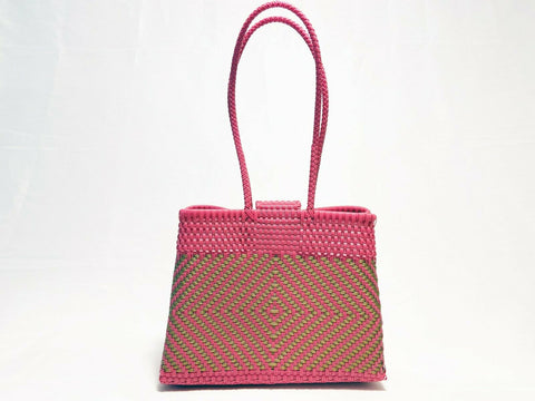 Artisan Mexican Handmade Woven Recycled Plastic Tote Basket Market Bag