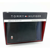 Tommy Hilfiger Men's Leather Credit Card Wallet Trifold Black Navy 31HP110029
