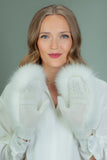 Knit White Wool & Fox Fur Mittens